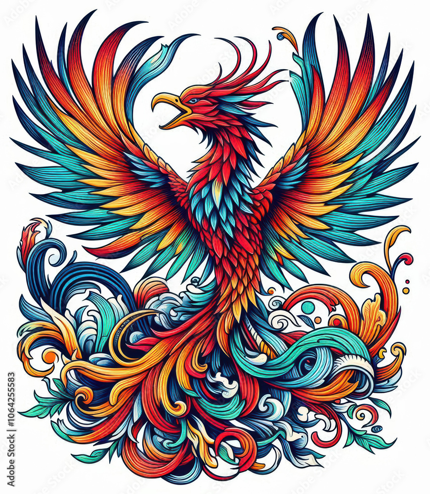 Obraz premium TRIBAL TATOO トライバル タトゥ 鳳凰 Phoenix