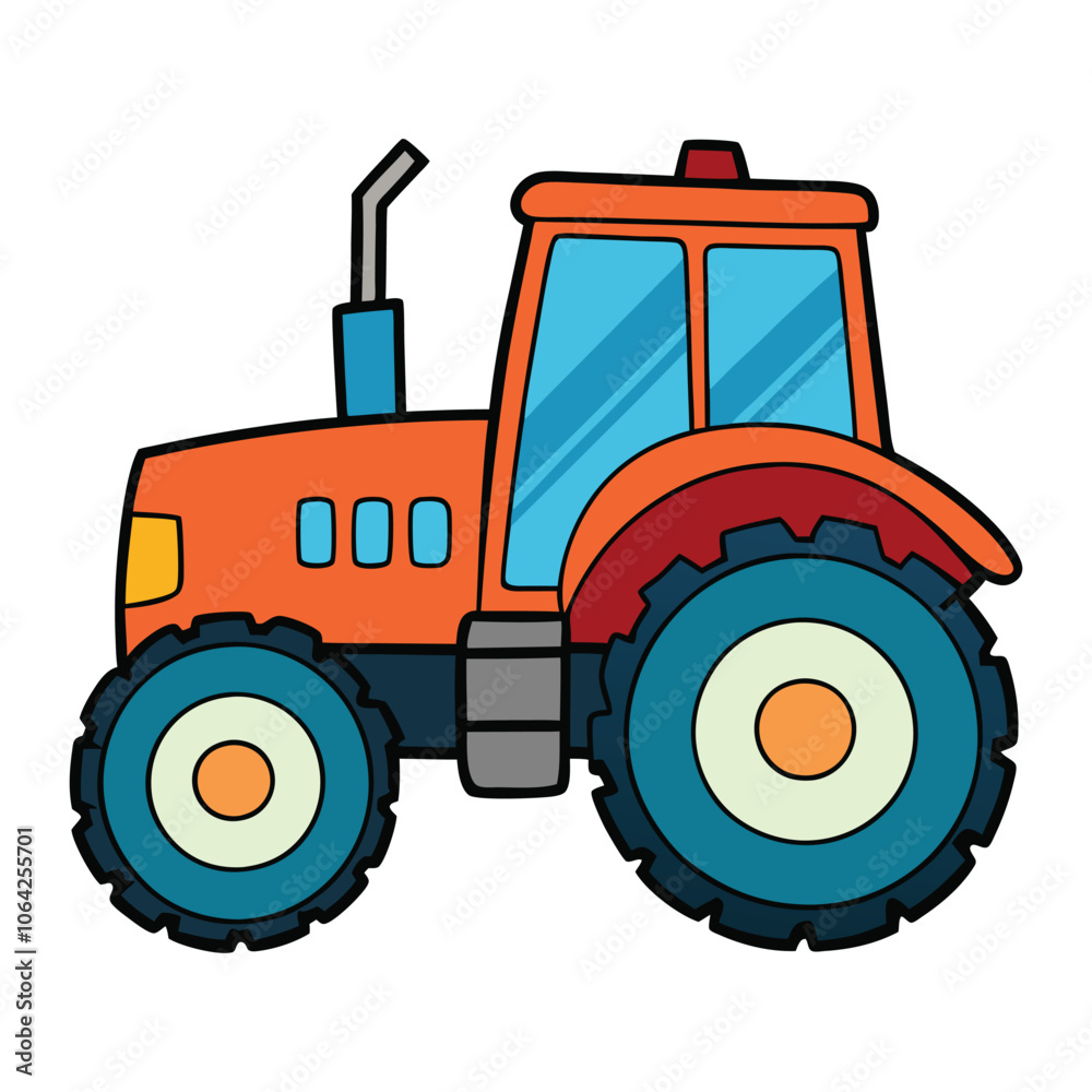 Obraz premium modern tractor watercolor vector white background
