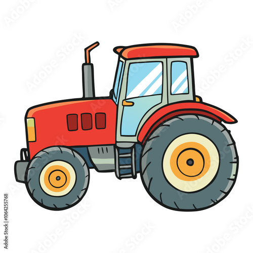 modern tractor watercolor vector white background