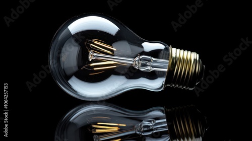 Wallpaper Mural The elegant curves of a vintage light bulb catch the light, showcasing its intricate filament design. The reflective surface enhances the artful glow against a deep black backdrop. Torontodigital.ca