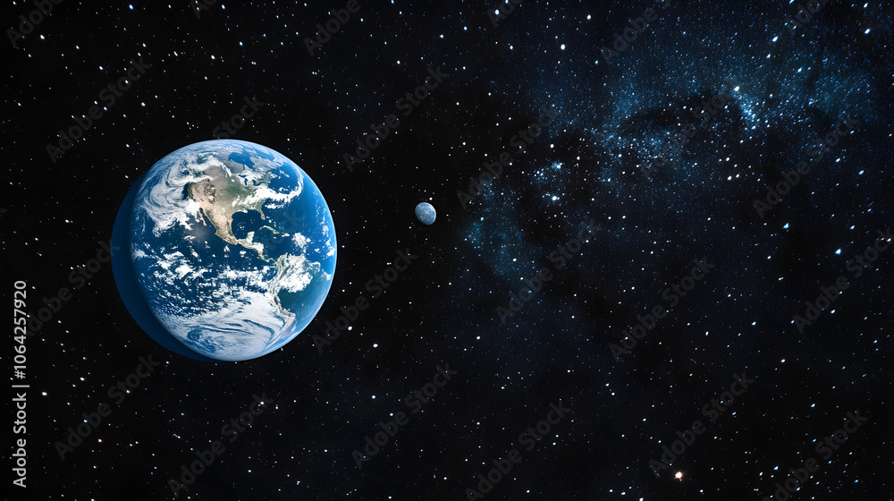 Earth and Moon with Star Field Earth and Moon with Star Field