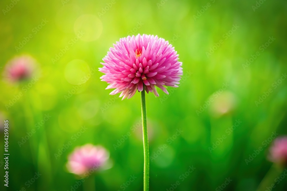 Obraz premium pink grass flower on green background
