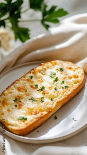 An empty scene featuring blank mockup template (Cheesy Garlic Bread Plate for National Fast Food Day),