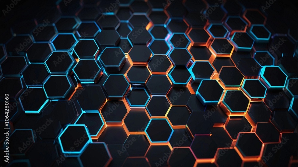 Dark background with a gold hexagon pattern, a luxury-style banner design Dark background with a gold hexagon pattern, a luxury-style banner design