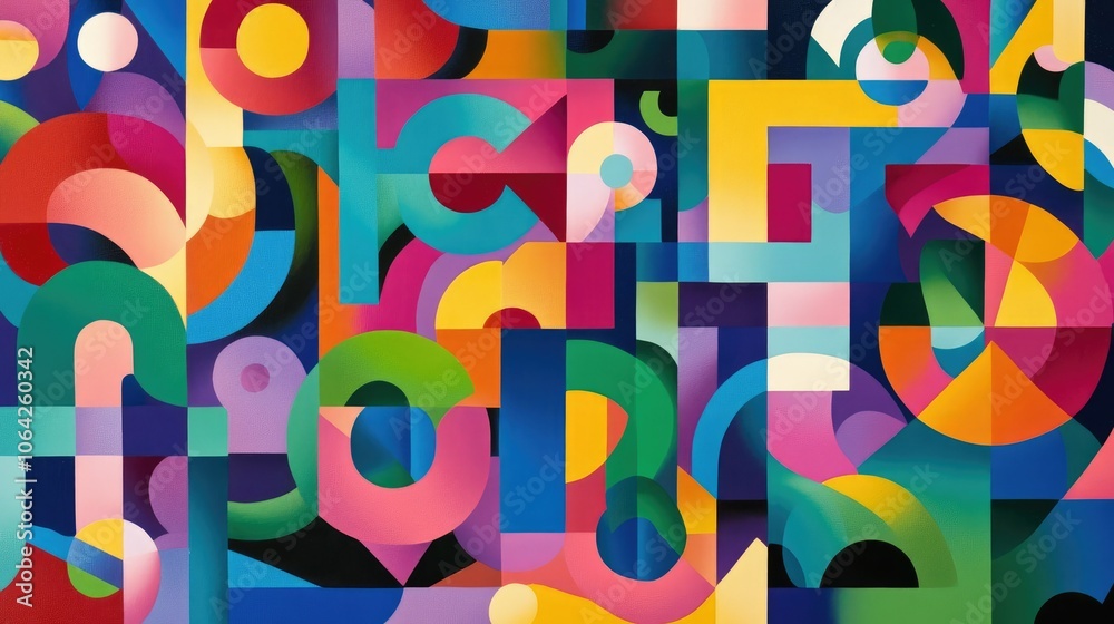 A colorful abstract mural featuring letters in various sizes and colors, bold geometric shapes, and dynamic patterns. A colorful abstract mural featuring letters in various sizes and colors, bold geometric shapes, and dynamic patterns.