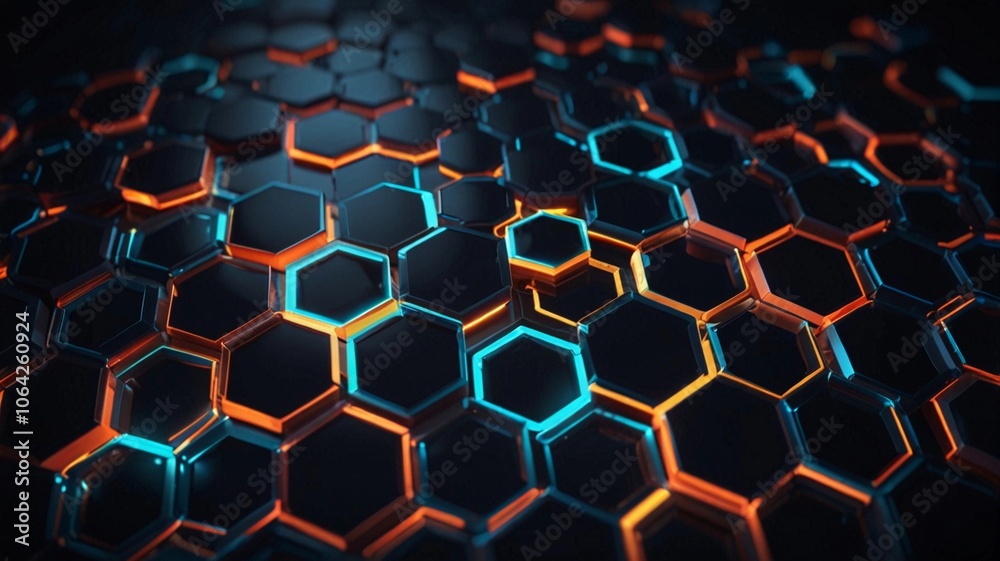 Dark background with a gold hexagon pattern, a luxury-style banner design Dark background with a gold hexagon pattern, a luxury-style banner design