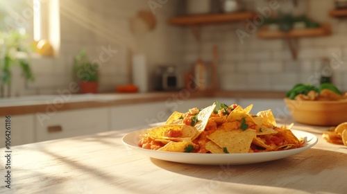 An empty scene featuring blank mockup template (Loaded Nachos Platter for National Fast Food Day), 