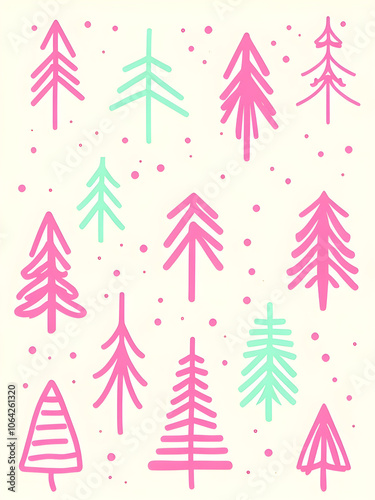 Minimalist Holiday Design With Stylized Trees And Dots