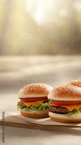 An empty scene featuring blank mockup template (Mini Cheeseburger Slider Trio for National Fast Food Day), 