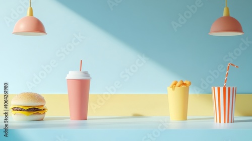 An empty scene featuring blank mockup template (Soft Drink Selection for National Fast Food Day), 