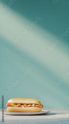 An empty scene featuring blank mockup template (Street-Style Hot Dog for National Fast Food Day), 