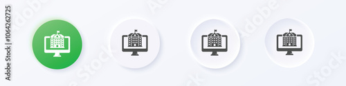 Online school icon. Neumorphism round style button design vector
