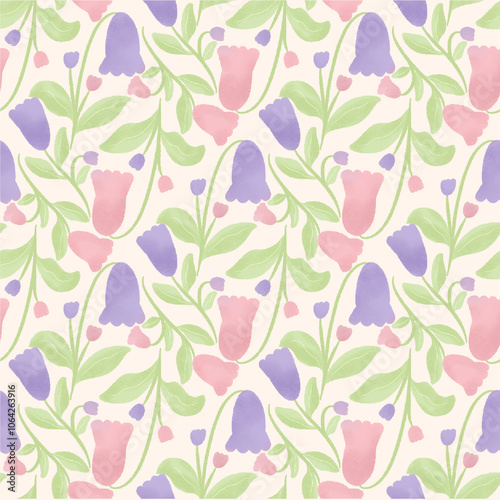 seamless floral tulips pattern