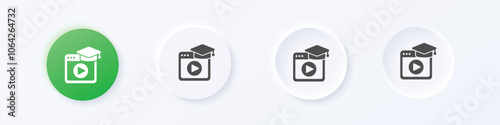 Online education icon. Neumorphism round style button design vector