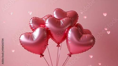 Soft Pink Heart-Shaped  Ornaments with Glitter on Pink Background – Romantic Valentine’s Day and Festive Holiday Decoration photo