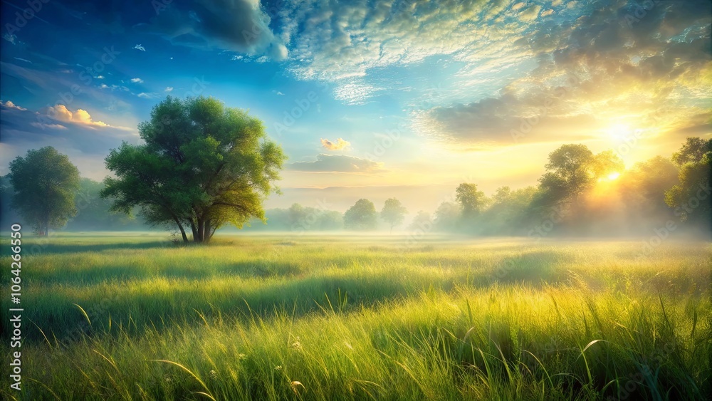 A lone tree stands in a misty field, its branches reaching toward the golden light of the rising sun, as clouds paint the sky with hues of blue and orange. A lone tree stands in a misty field, its branches reaching toward the golden light of the rising sun, as clouds paint the sky with hues of blue and orange.