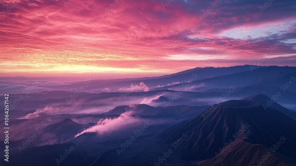 Obraz premium Volcanic Mountain Range at Dawn