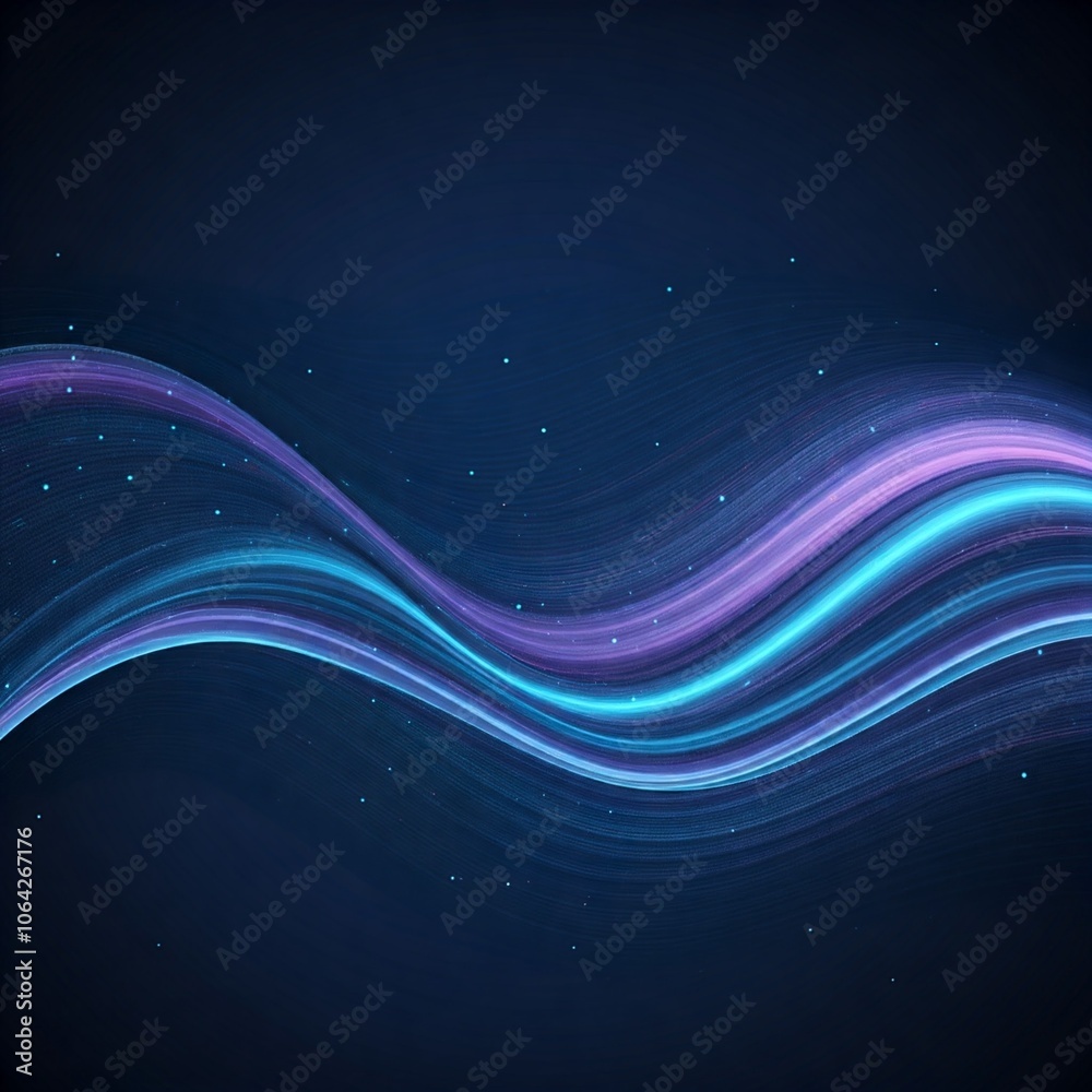 Obraz premium abstract blue and purple glowing lines in space with bright stars