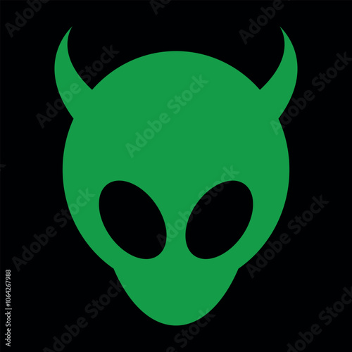 green alien horn head with black background to edit	
