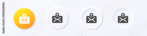 Send mail icon. Neumorphism round style button design vector