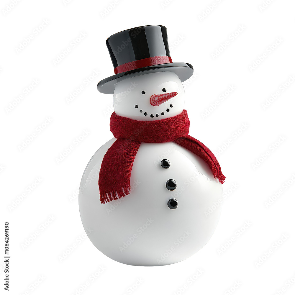 A snowman wearing a red scarf and a black hat Transparent background A snowman wearing a red scarf and a black hat Transparent background