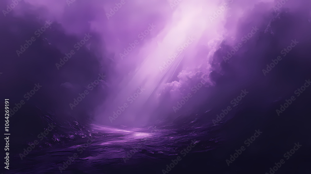 Abstract purple light rays in a misty environment - mysterious purple light streaming through a haze casts an ethereal glow, evoking a sense of wonder or mystical presence. Mystical. Illustration Abstract purple light rays in a misty environment - mysterious purple light streaming through a haze casts an ethereal glow, evoking a sense of wonder or mystical presence. Mystical. Illustration