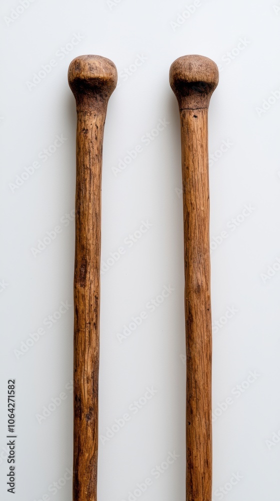 Two rustic wooden cricket bats on a white isolate background. Two rustic wooden cricket bats on a white isolate background.