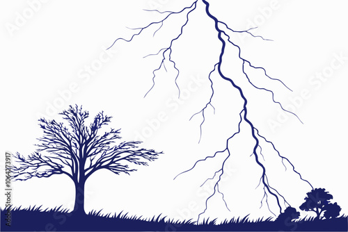 Electric Lightning Bolt Vector, Powerful Thunderstorm Illustration