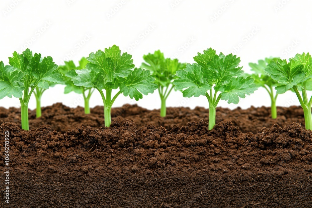 Stylized 3D Illustration of Growing Celery Plants Stylized 3D Illustration of Growing Celery Plants