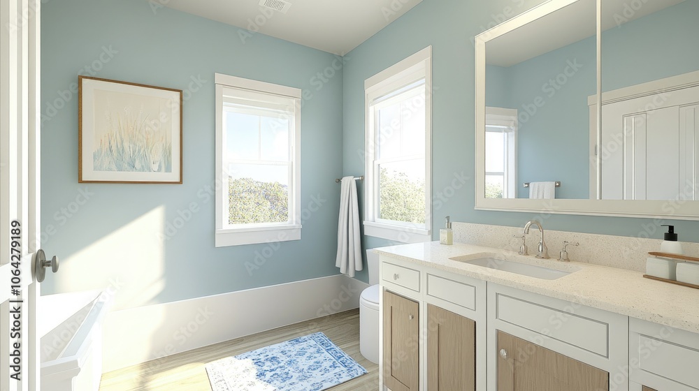 Fototapeta premium Bright and Modern Bathroom with Natural Light