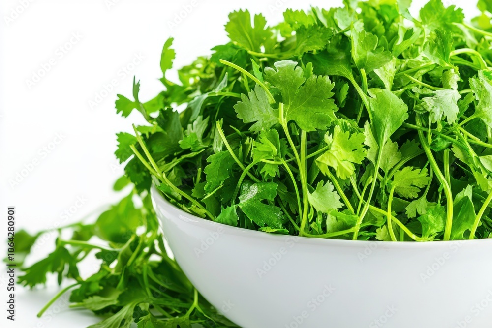 Fresh Cilantro in a Bowl for Culinary Use Fresh Cilantro in a Bowl for Culinary Use