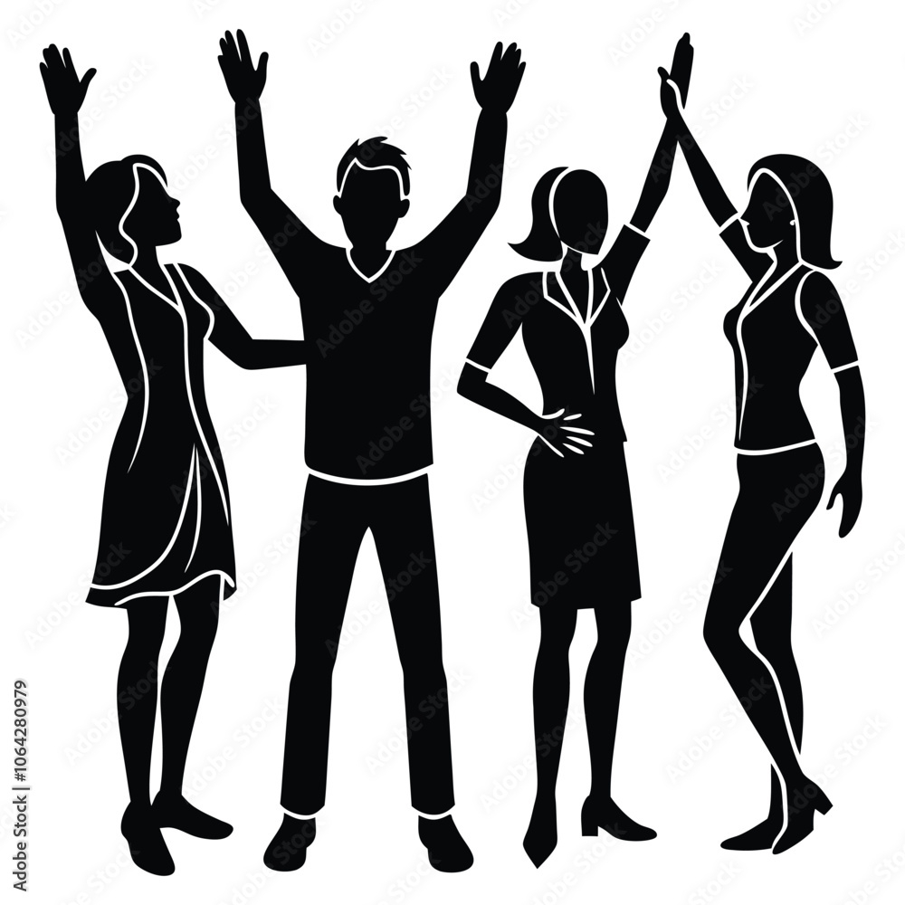 people gesture silhouette set people gesture silhouette set
