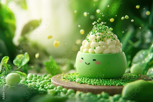 Cute 3D Fennel Illustration with Green Texture Elements photo