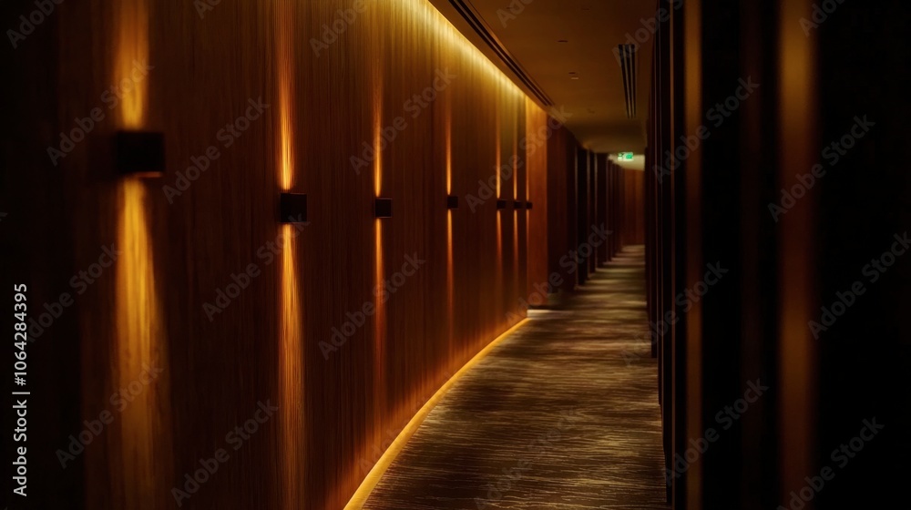 Elegant Hallway with Soft Lighting and Warm Tones Elegant Hallway with Soft Lighting and Warm Tones