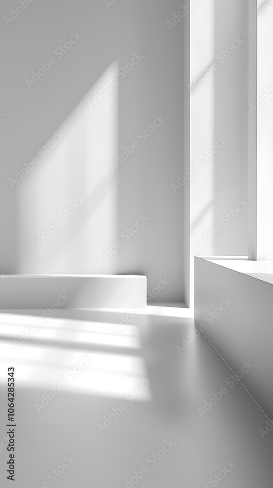 Obraz premium White empty room with window and sunlight