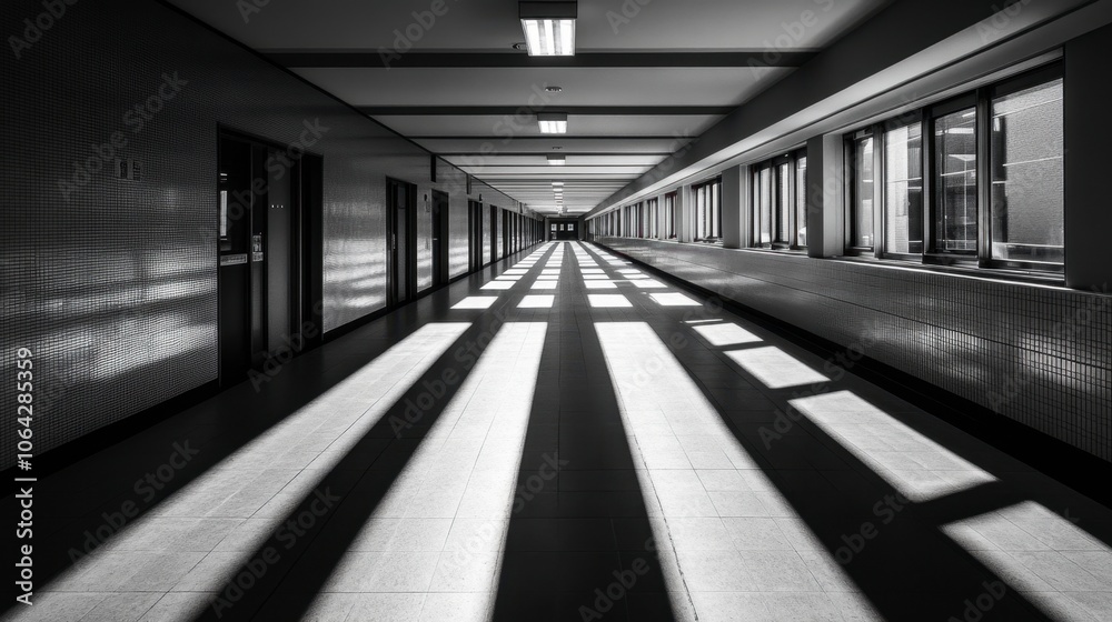 Shadows and Light in Minimalist Hallway Shadows and Light in Minimalist Hallway
