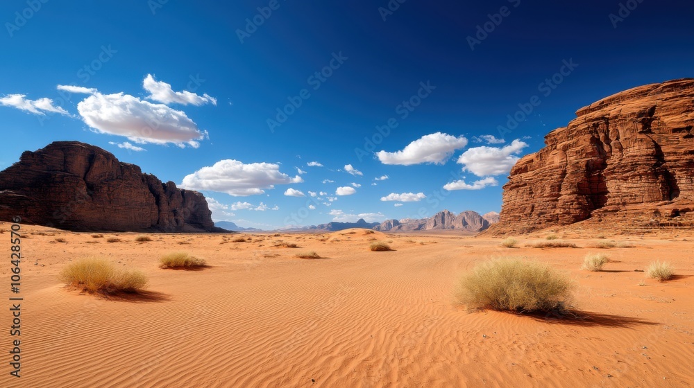 Vast Desert Landscape Under Blue Sky