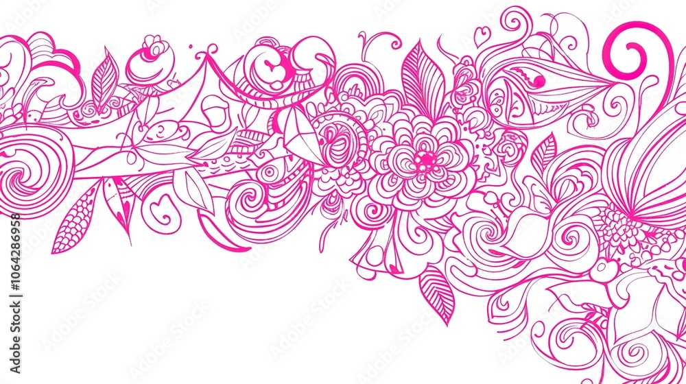 Pink hand drawn border background creates a charming and artistic look. A delightful combination of color and creativity Pink hand drawn border background creates a charming and artistic look. A delightful combination of color and creativity