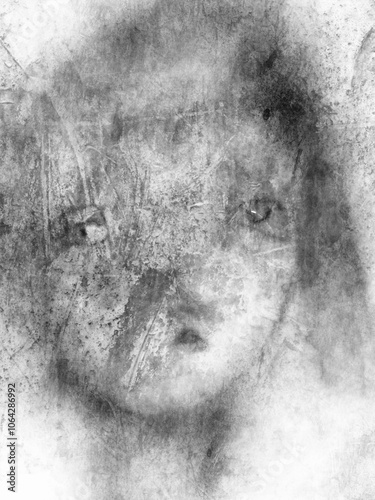 hand-drawn fictional war child figure