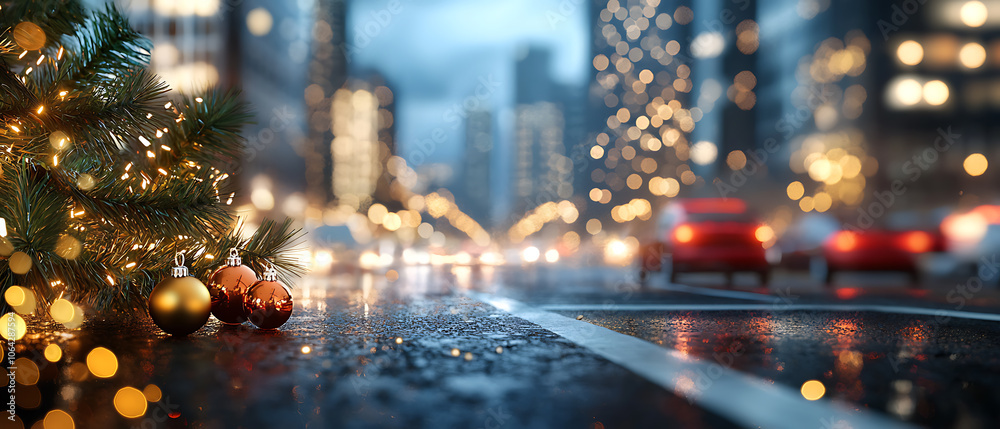 Obraz premium Cities illuminate with joyful holiday lights each new year