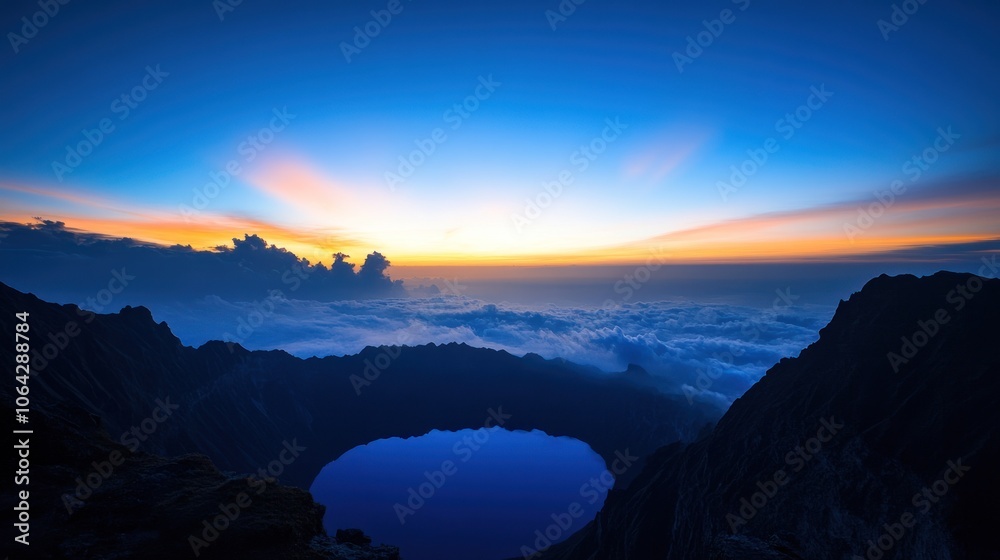 Fototapeta premium Sunrise Over a Mountain Lake