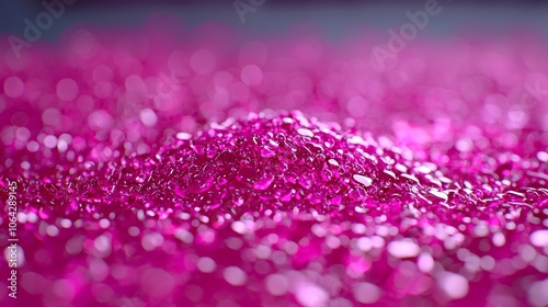 Close-up of a pile of pink, shiny, glass beads.