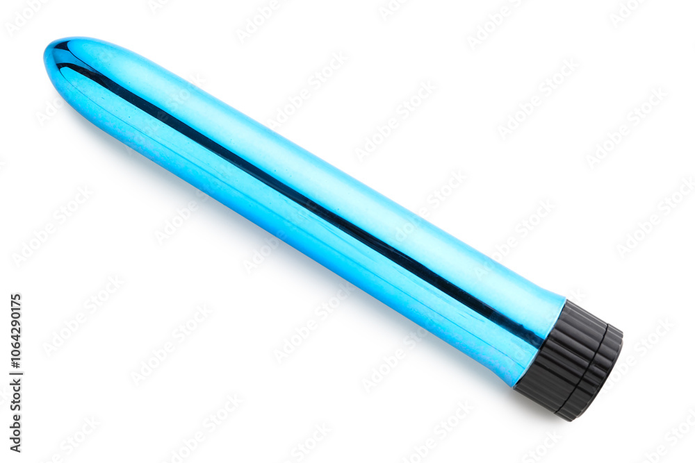 Blue vibrator from sex shop on white background Blue vibrator from sex shop on white background