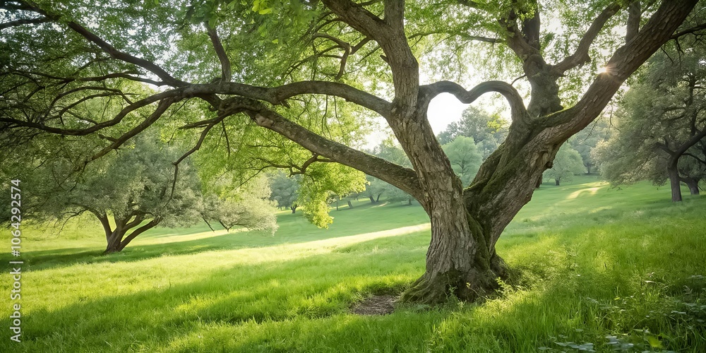 A solitary tree, its branches reaching towards the sun, frames a heart-shaped opening in its canopy, a symbol of nature's love and resilience. A solitary tree, its branches reaching towards the sun, frames a heart-shaped opening in its canopy, a symbol of nature's love and resilience.