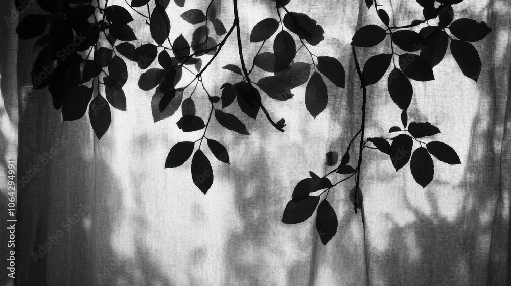 Soft Shadows of Leaves on Fabric Background Soft Shadows of Leaves on Fabric Background