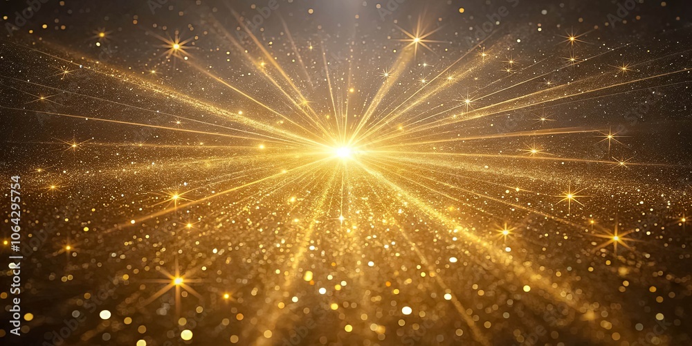 A radiant burst of golden light emanating from a central point, illuminating the surrounding space with a dazzling display of shimmering particles and sparkling stars. A radiant burst of golden light emanating from a central point, illuminating the surrounding space with a dazzling display of shimmering particles and sparkling stars.
