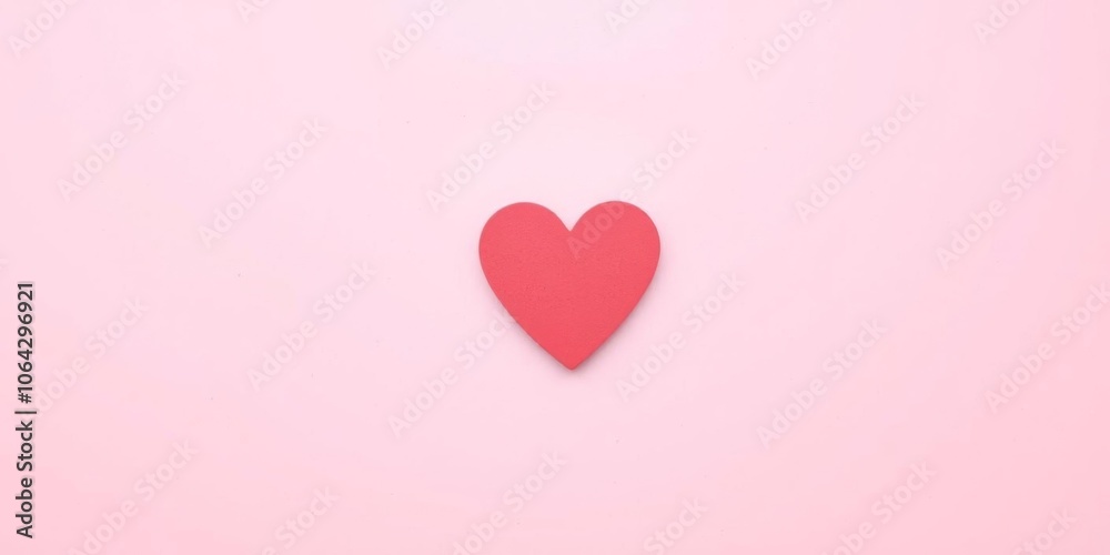 Pink heart shape placed on a soft pink abstract background with minimalist design, creating a romantic and emotional Valentine's Day concept, heart, minimal, top view