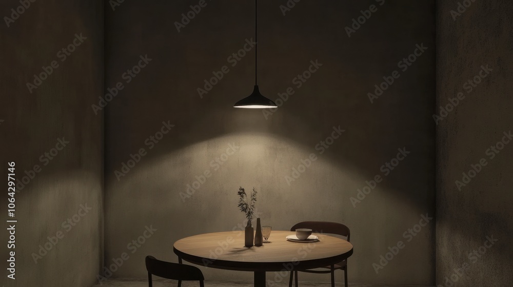 Minimalist Dining Table with Soft Lighting Minimalist Dining Table with Soft Lighting