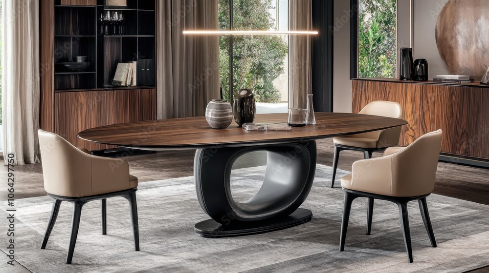 Modern Dining Room with Elegant Table and Chairs Modern Dining Room with Elegant Table and Chairs