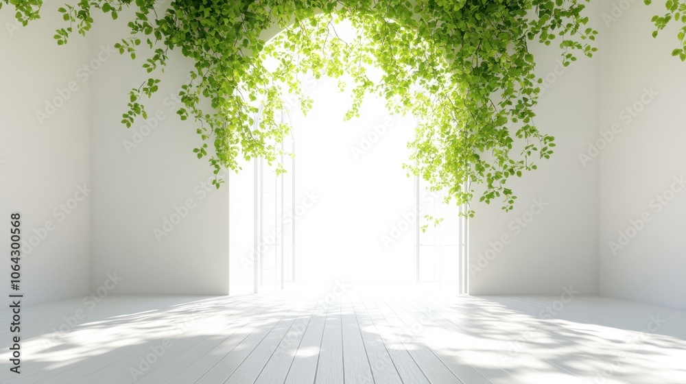 Obraz premium Bright and Airy Indoor Space with Greenery